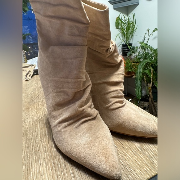 Simmi London Crème Suede sock boot 4” stiletto heel - Picture 2 of 15